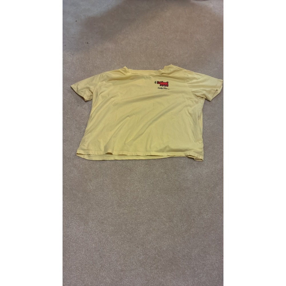 Keith Haring Graphic Barking Dog T-Shirt Pale Yellow XXL